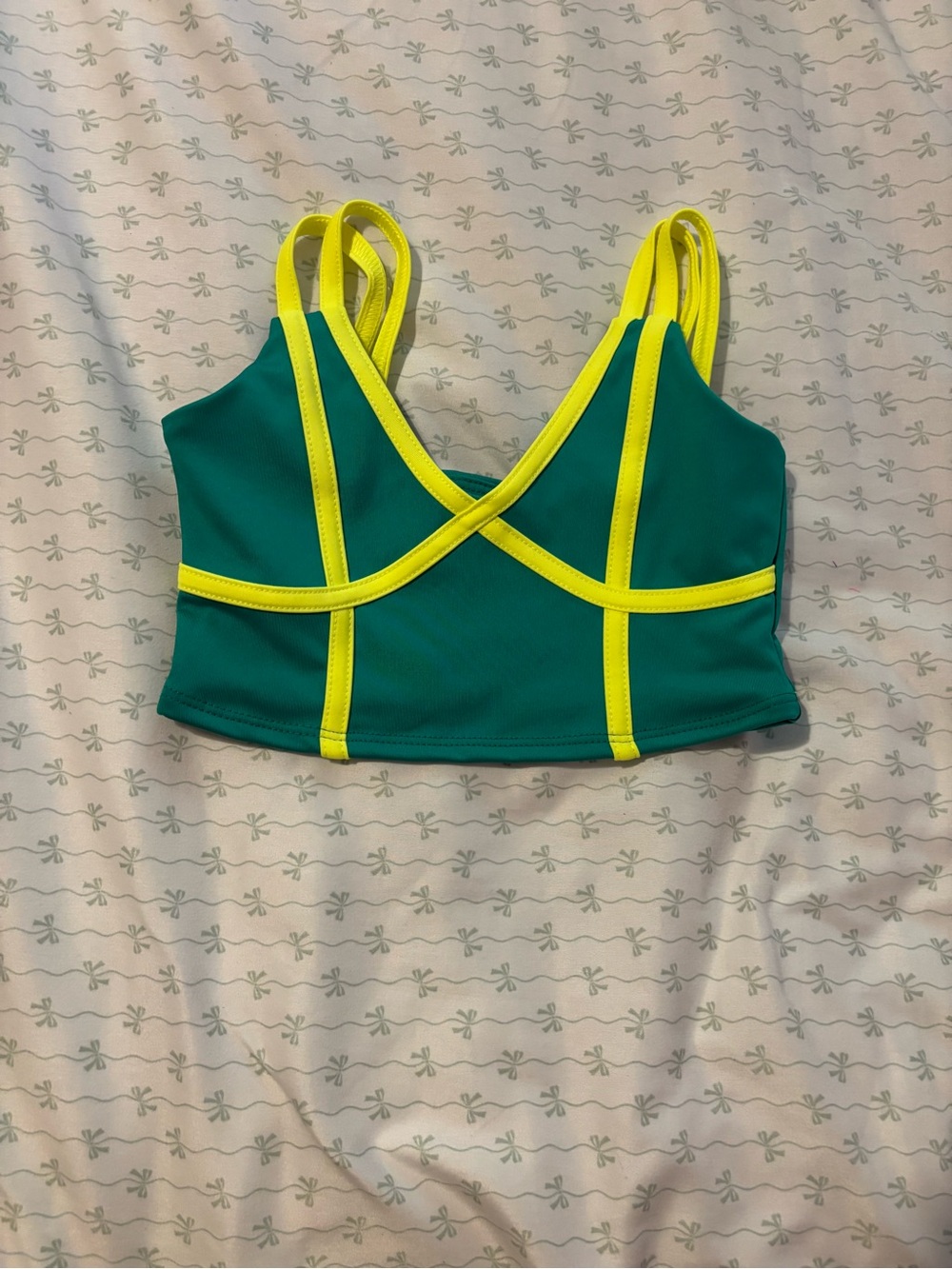 Girls' Teal & Neon Yellow Strappy Crop Top Tiger Friday